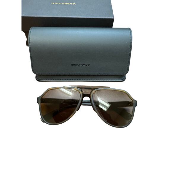 Dolce & Gabana Brow Bar Aviator Sunglasses in Matte Havana - Picture 3 of 12